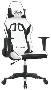 VidaXL Masažna igraća stolica bijelo-crna od umjetne kože
