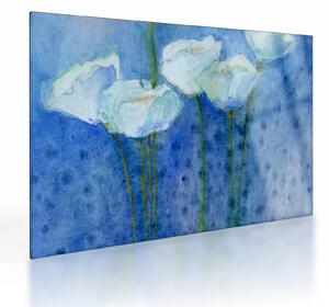 Staklena slika - Beli tulipani (70x50 cm)