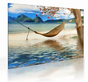 Staklena slika - Sprostite se na plaži (70x50 cm)
