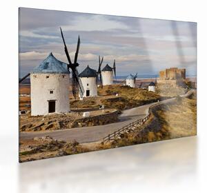 Staklena slika - Mlini na veter Consuegra, Španija (70x50 cm)