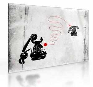 Staklena slika - Telefonska risba v slogu Banksyja (70x50 cm)