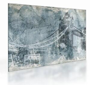 Staklena slika - Tower Bridge v hladnih tonih (70x50 cm)