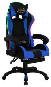 VidaXL Igraća stolica s RGB LED svjetlima plavo-crna od umjetne kože