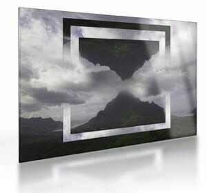 Staklena slika - Gore na Islandiji, geometrijski kolaž (70x50 cm)
