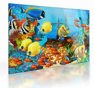 Staklena slika - Barvit koralni greben (70x50 cm)