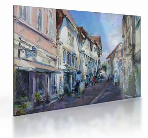 Staklena slika - Aleja starega mesta, akrilna slika (70x50 cm)