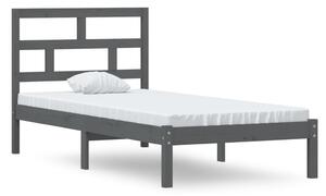 VidaXL Okvir za krevet od masivnog drva sivi 90 x 190 cm 3FT mali