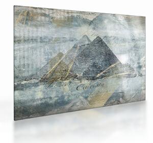 Staklena slika - Piramide v modrem filtru (70x50 cm)