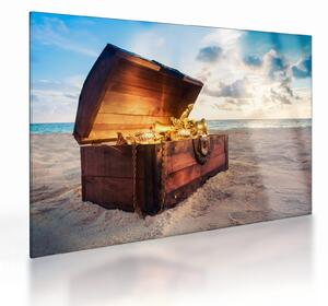 Staklena slika - Zaklad na plaži (70x50 cm)