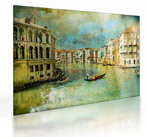 Staklena slika - Beneški kanal in gondole (70x50 cm)