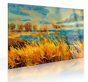 Staklena slika - Sončni zahod nad jezerom, akrilna slika (70x50 cm)