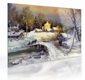 Staklena slika - Zimsko mesto (70x50 cm)