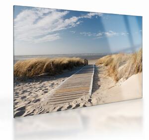 Staklena slika - Peščena plaža na otoku Langeoog, Nemčija (70x50 cm)