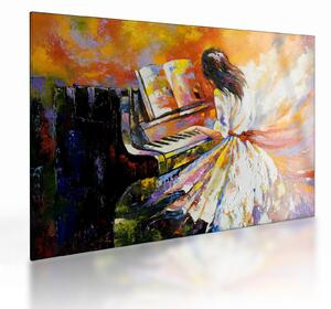 Staklena slika - Ženska igra klavir (70x50 cm)