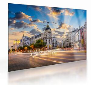 Staklena slika - Calle Gran Vía, Madrid, Španija (70x50 cm)