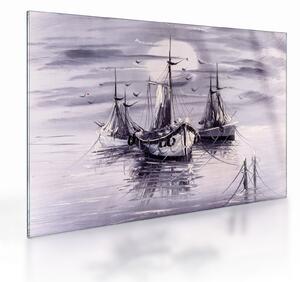 Staklena slika - Port, oljna slika (70x50 cm)