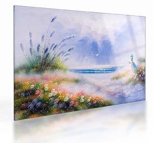 Staklena slika - Romantična plaža, oljna slika (70x50 cm)