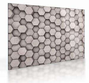 Staklena slika - Heksagoni v betonski zasnovi (70x50 cm)