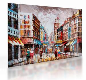 Staklena slika - Hong Kong, oljna slika (70x50 cm)