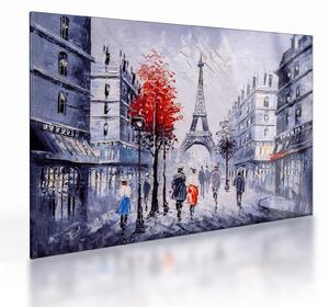 Staklena slika ulice v Parizu, oljna slika (70x50 cm)