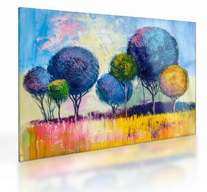Staklena slika kupolastih dreves, oljna slika (70x50 cm)