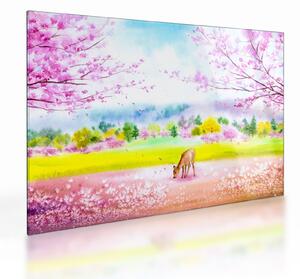 Staklena slika - Poslikana srna, akvarel (70x50 cm)