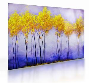 Staklena slika rumenih dreves (70x50 cm)