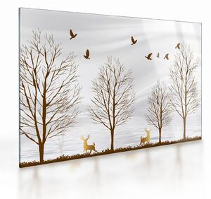 Staklena slika - Jeleni pred reko (70x50 cm)