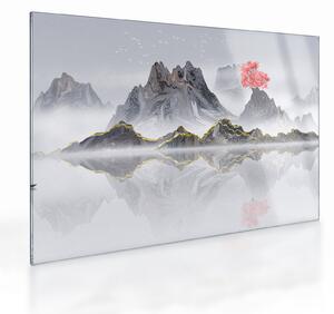 Staklena slika - Gore v megli (70x50 cm)