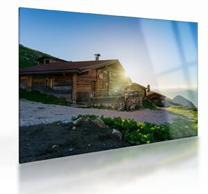 Staklena slika - Jutro v Alpah, Tirolska (70x50 cm)