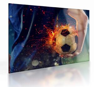 Staklena slika - Nogometna žoga v ognju (70x50 cm)