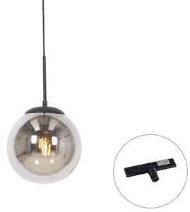 Art Deco viseća svjetiljka crna s dimnim staklom uklj. 1-fazni adapter za tračnicu - Slimline Flore