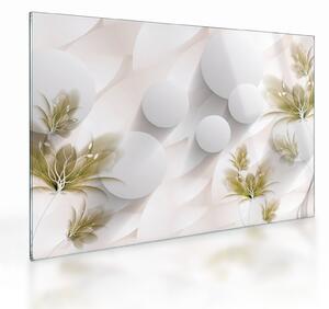 Staklena slika - 3D krogi z rožami (70x50 cm)