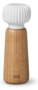 Mlin za začine od drveta hrasta s bijelim porculanskim detaljima Kähler Design Hammershoi, visine 17,5 cm