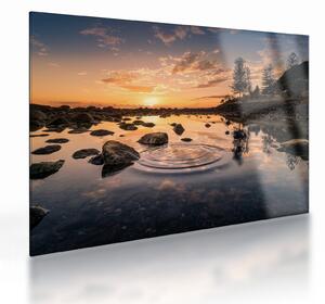 Staklena slika - Zalazak sunca uz jezero (70x50 cm)