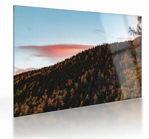 Staklena slika crvenih oblaka iznad brda (70x50 cm)