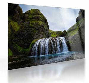 Staklena slika litice sa slapom (70x50 cm)