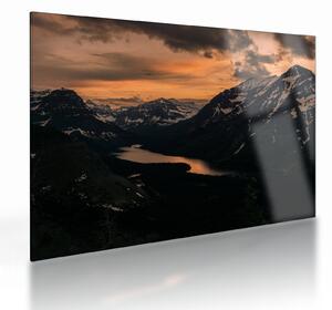 Staklena slika jezera između planina (70x50 cm)