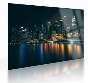 Staklena slika noćnog Singapura (70x50 cm)