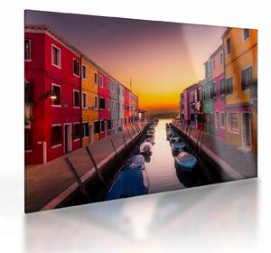 Staklena slika - Zalazak sunca, otok Burano, Venecija, Italija (70x50 cm)