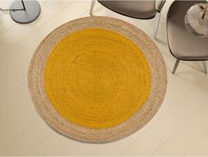 Senf žuto-u prirodnoj boji okrugli tepih ø 90 cm Mahon – Universal