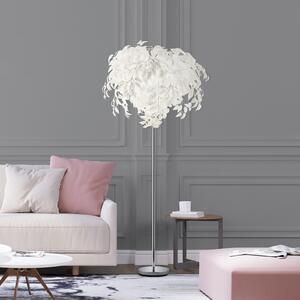 Podna lampa Leavy, visina 180 cm, krom/bijela, metal/plastika