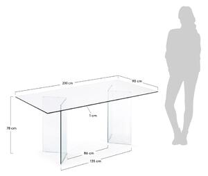 Blagovaonski stol sa staklenom pločom stola 90x200 cm Burano – Kave Home