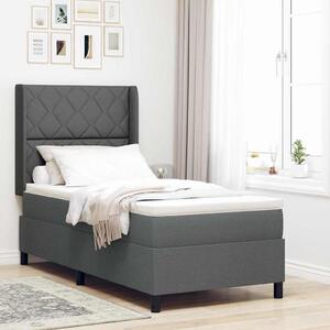 Box spring krevet Tamno siva 200 x 100 cm tkanina - Tamno siva 100 x 200 cm Dizajn s rombovima
