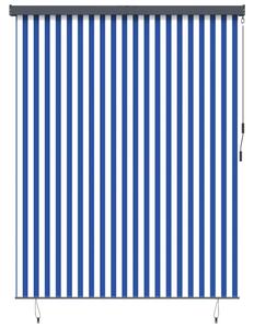 Rolo zavjesa Plava i bijela 200 x 250 cm Tkanina i aluminij - Plava i bijela 200 x 250 cm