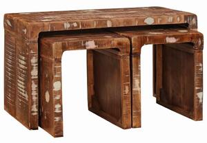 Stol za slaganje 3 kom. Smeđa 82 x 40 x 46 cm - masivno obnovljeno drvo