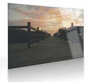 Staklena slika drvenog gata iznad jezera (70x50 cm)