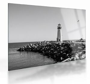 Staklena slika - Svjetionik na obali, Santa Cruz, Kalifornija (70x50 cm)