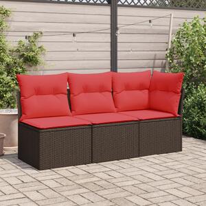 | Vrtni kauč | s jastukom Smeđa 55 x 62 x 69 cm Poli ratan - Smeđa 1 srednja sofa Smeđa