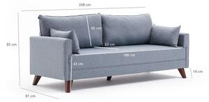 Svijetlo plava sklopiva sofa 208 cm Bella – Balcab Home
